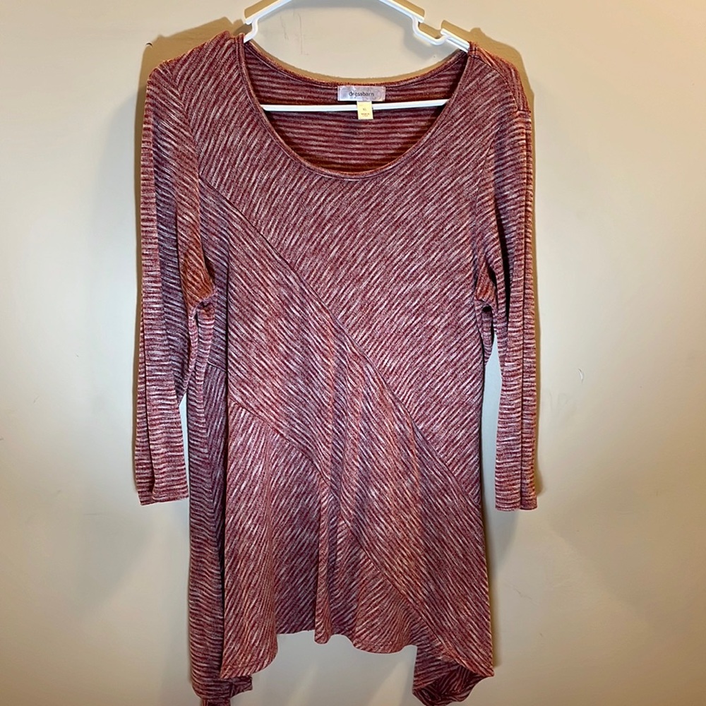 Red white dress shirt.